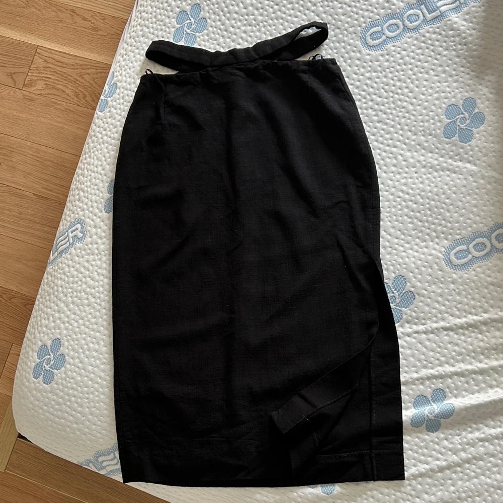 Women's Black Wrap Midi Skirt